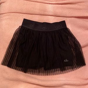 Alo Mesh Flirty Tennis Skirt - Black XXS